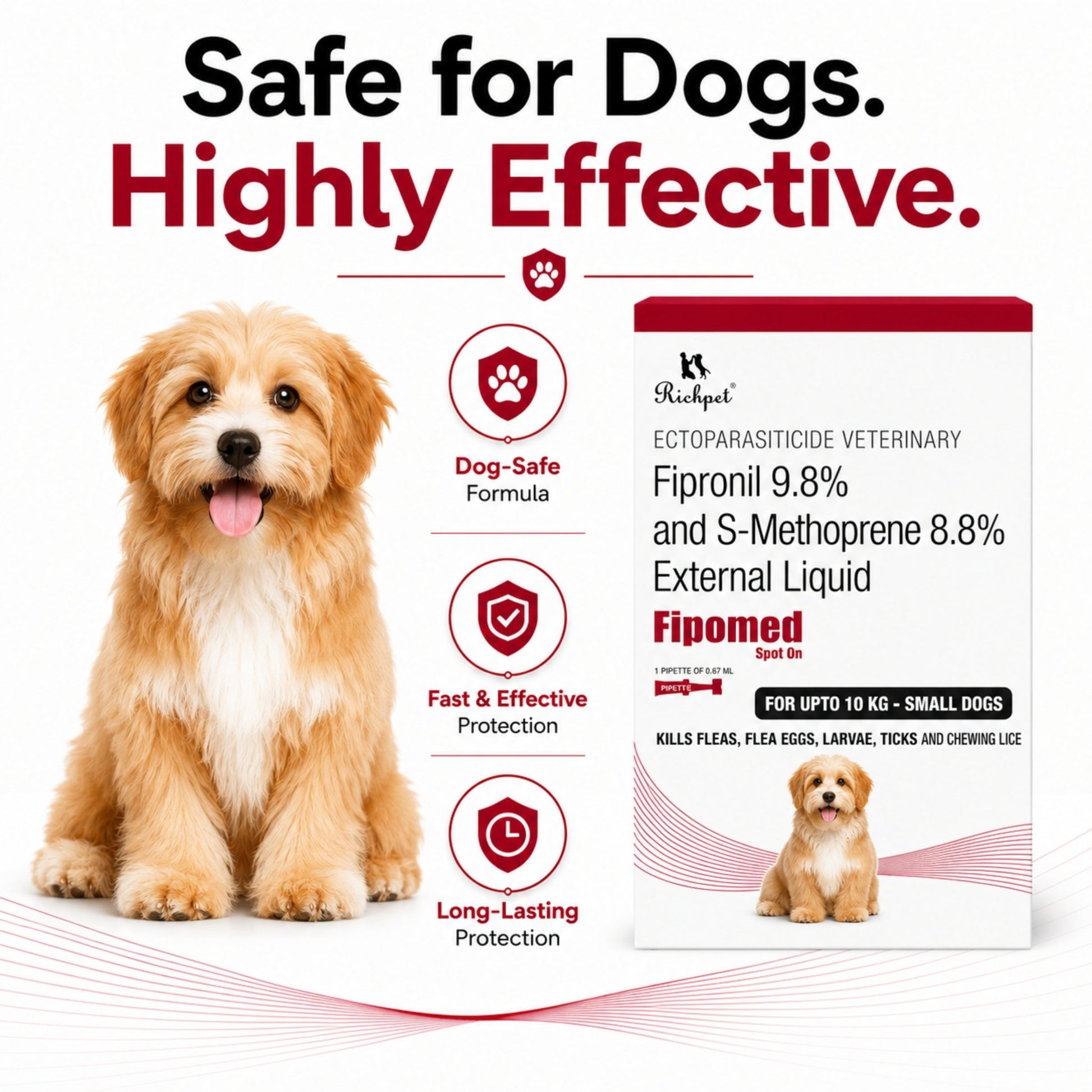 Richpet Spot On for Dogs (0 - 10 kg), Monthly Flea Tick Treatment, Topical Parasite Protection - Richpet StoreRichpet Store